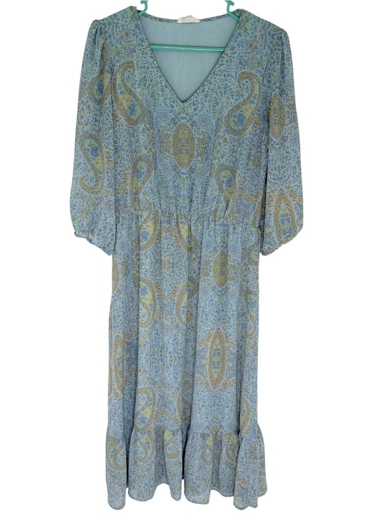 Jane and Delancey Dresses & Skirts - Jane and Delancey Boho Blue Paisley 3/4 Sleeve Midi Dress